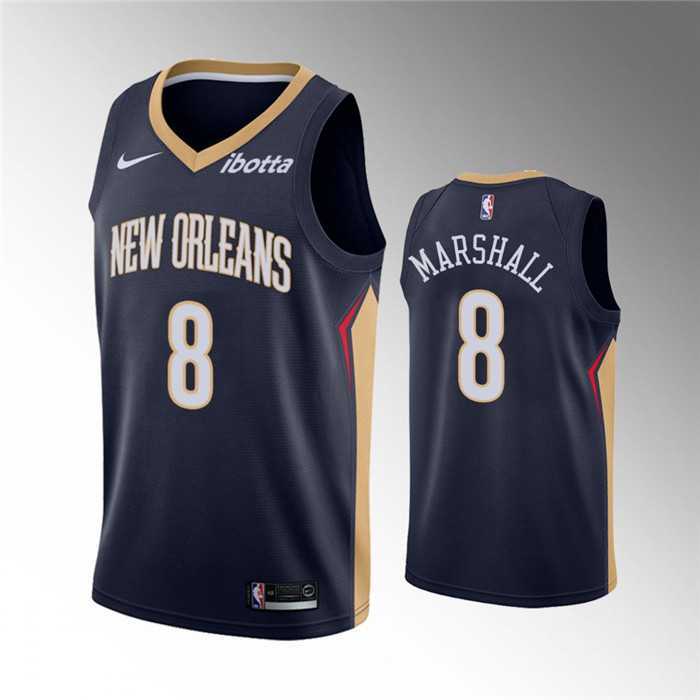 Mens New Orleans Pelicans #8 Naji Marshall Navy Icon Edition Stitched Jersey Dzhi->new orleans pelicans->NBA Jersey